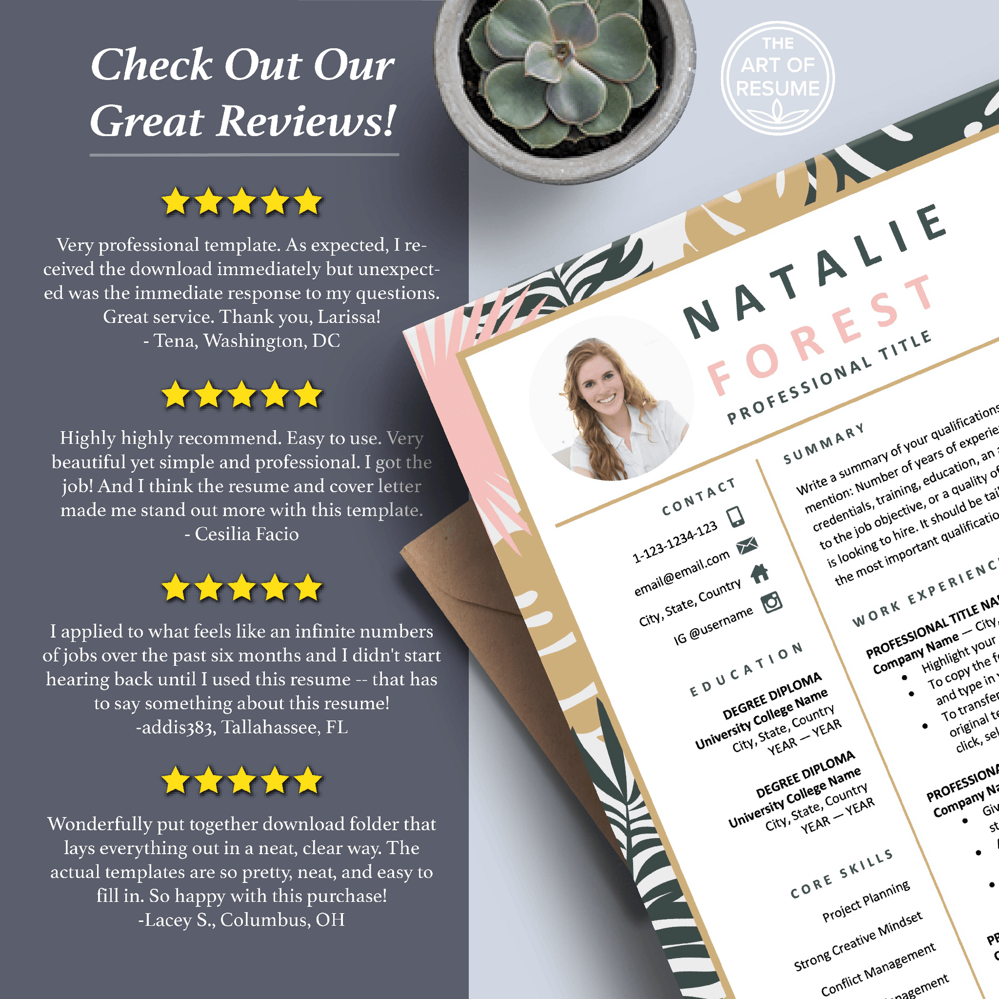Creative Floral Resume Photo Insert | Stylist, Designer, Fashion, Blogger - The Art of Resume