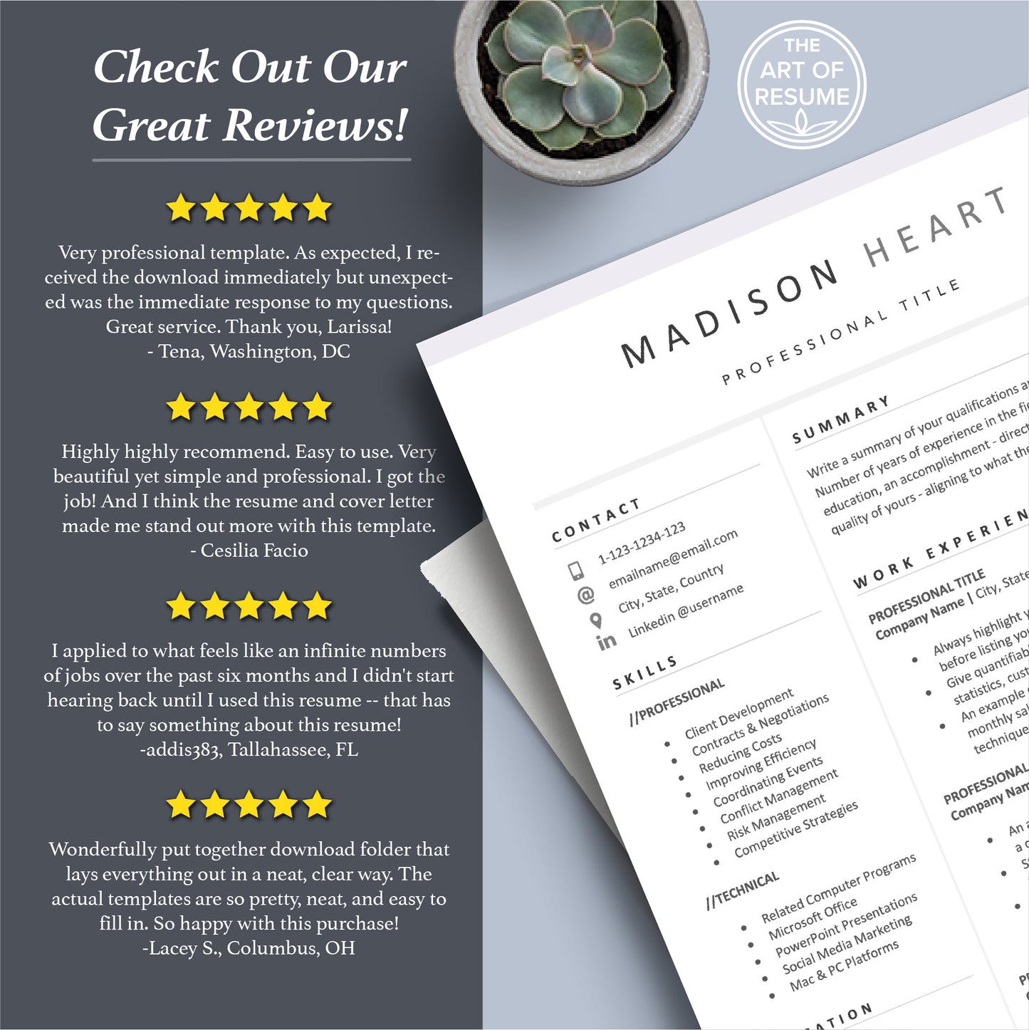 The Art of Resume Templates | Professional Professional Modern Resume CV Templates Online 5-Star Reviews