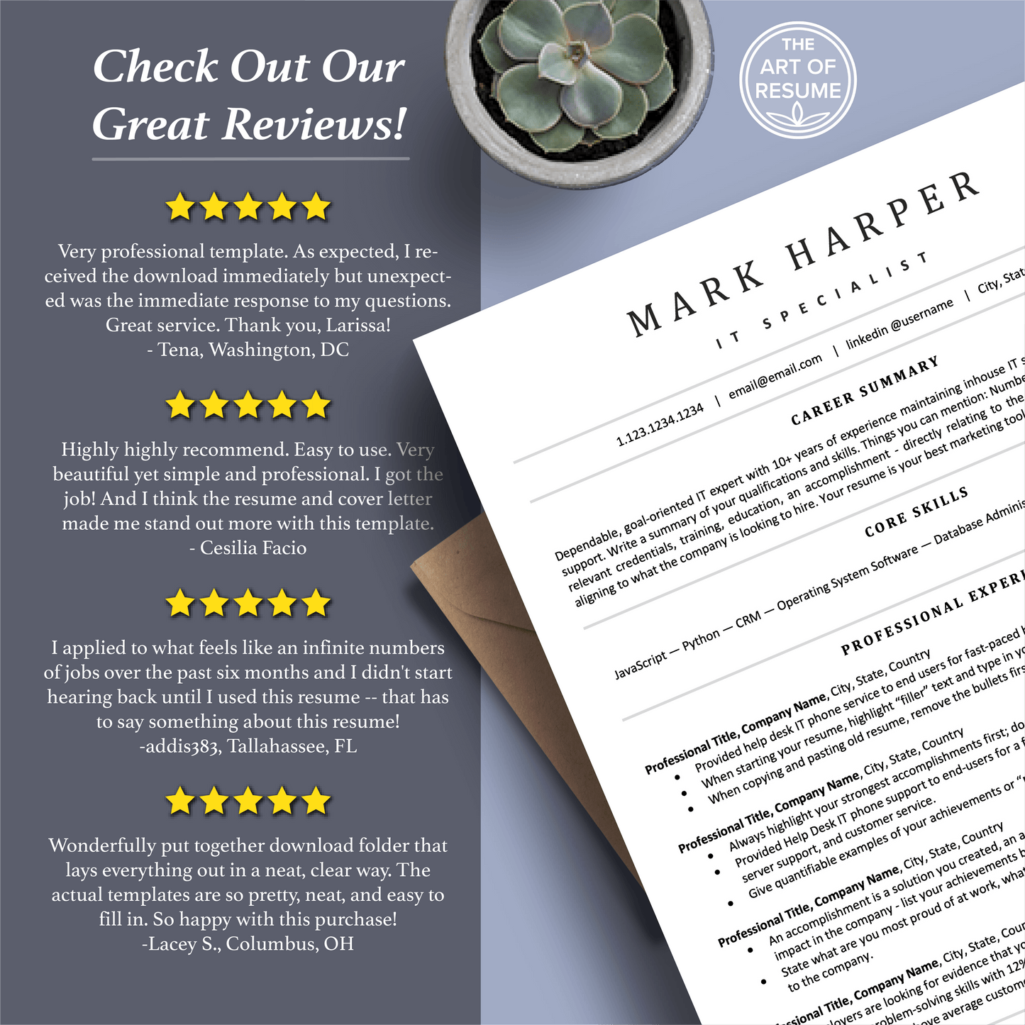 ATS Resume Template Builder | IT Resume with Cover Letter (Executive) - The Art of Resume