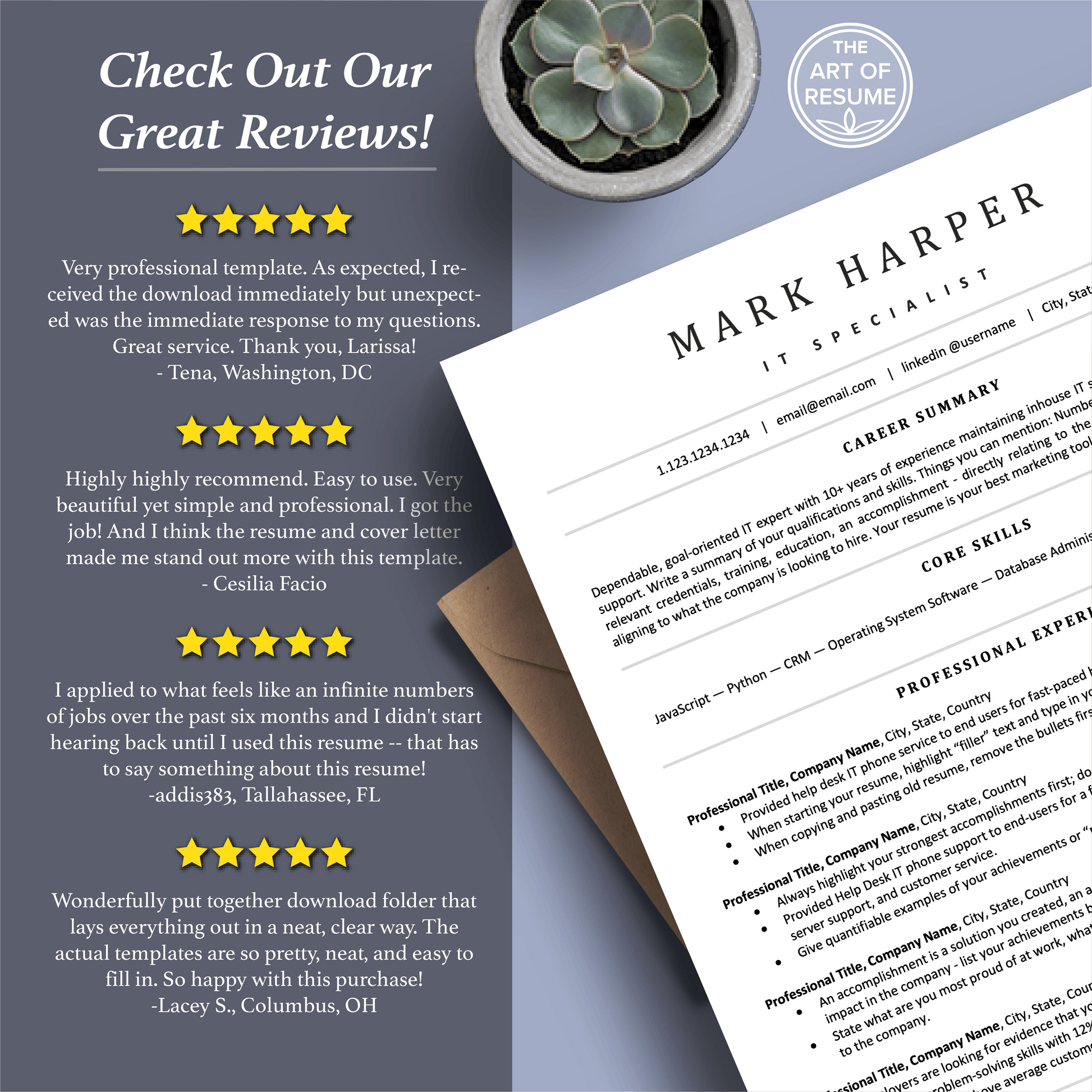 ATS Resume Template Builder | IT Resume with Cover Letter (Executive) - The Art of Resume