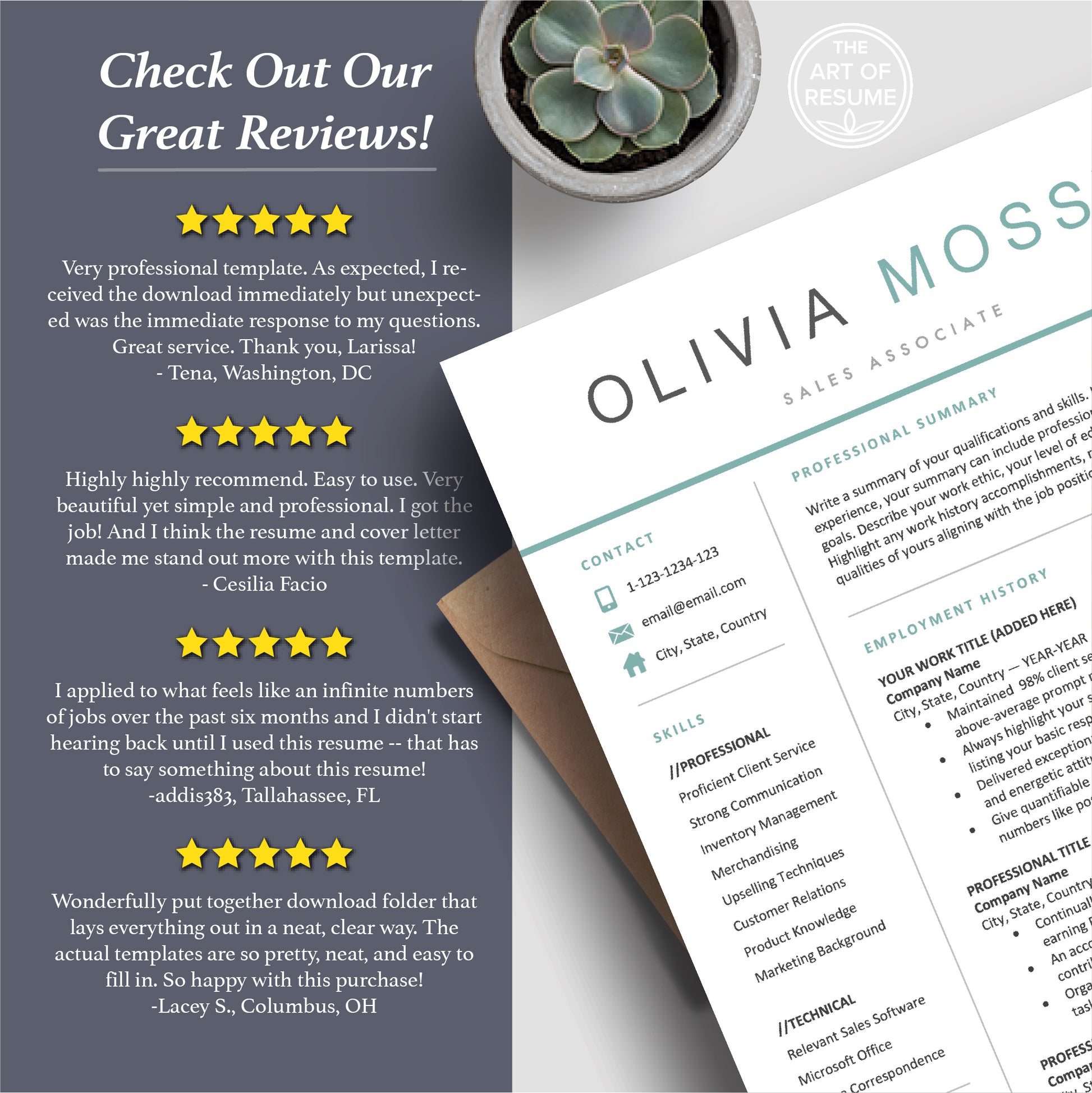 The Art of Resume | Teal Blue Resume Template Design Bundle Download | Best Resume Reviews Online
