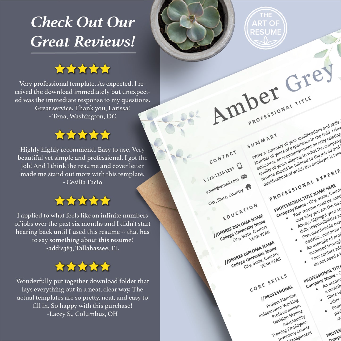 The Art of Resume Templates | Professional Executive Resume CV Templates Online 5-Star Reviews