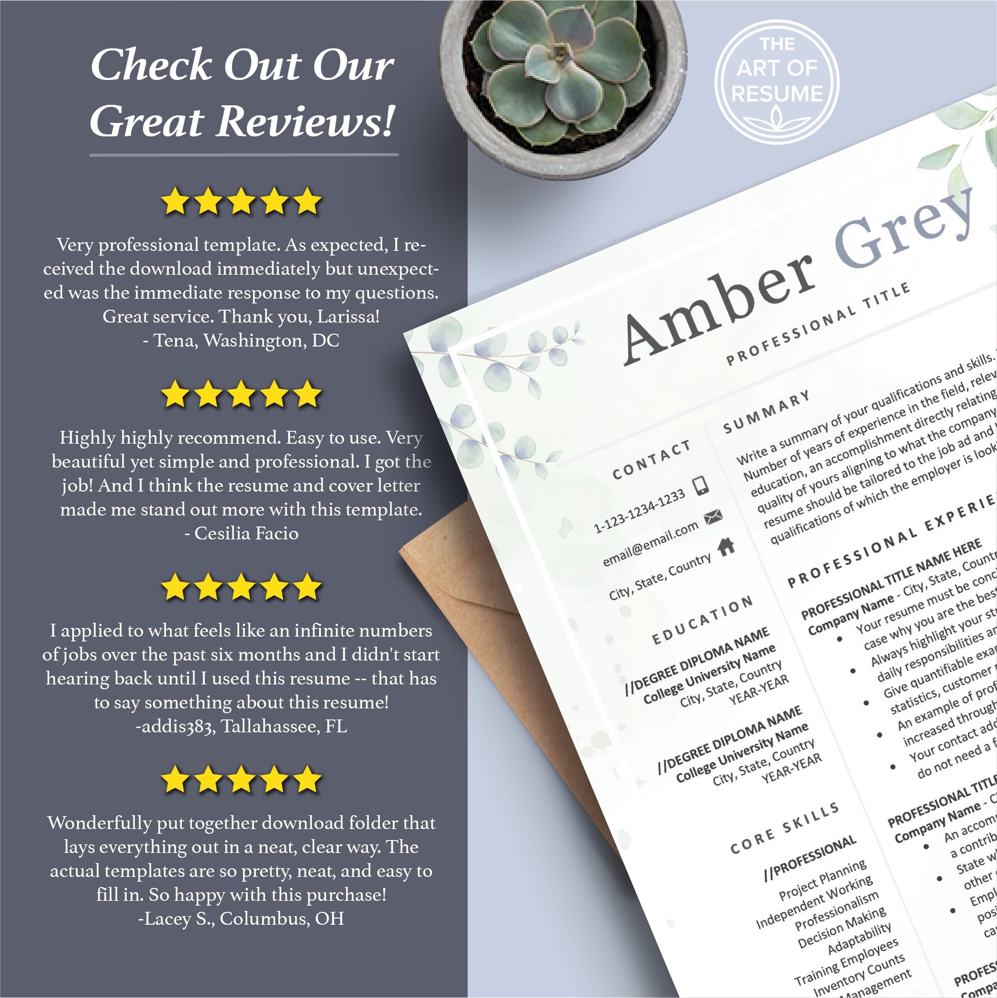 The Art of Resume Templates | Professional Executive Resume CV Templates Online 5-Star Reviews