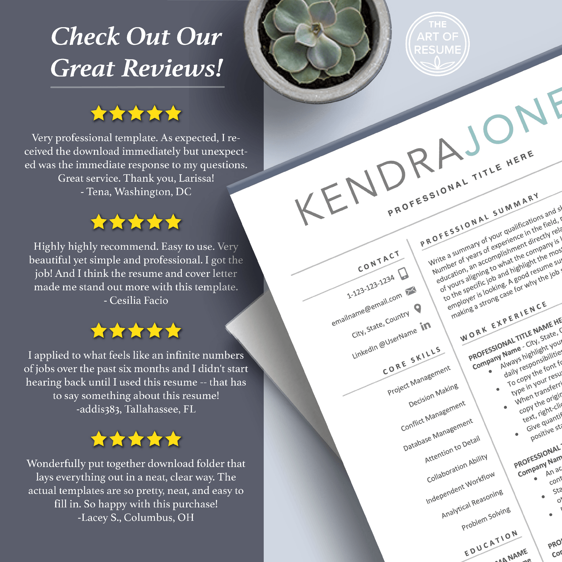 Modern Resume Template | Professional CV | Free Cover Letter - The Art of Resume