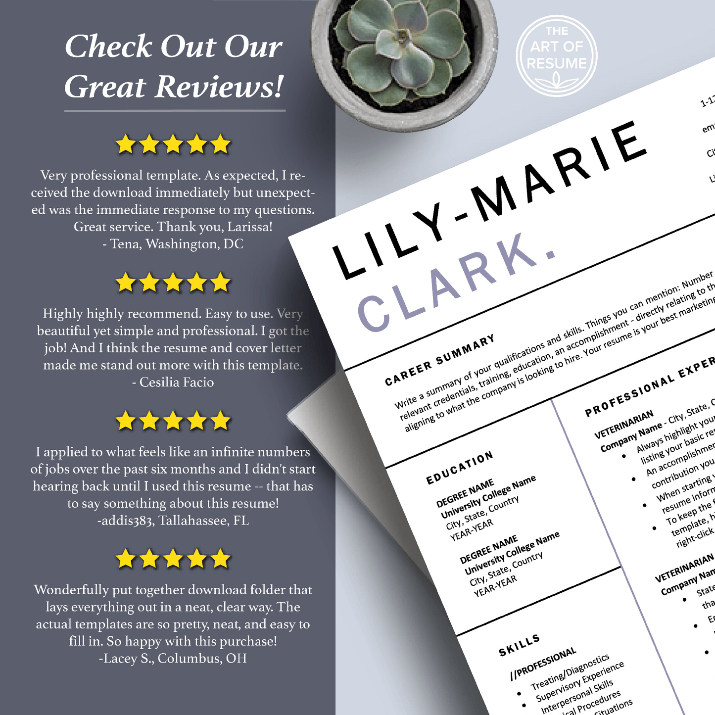Veterinarian Resume Template | Vet Student | Animal Caretaker Resume - The Art of Resume
