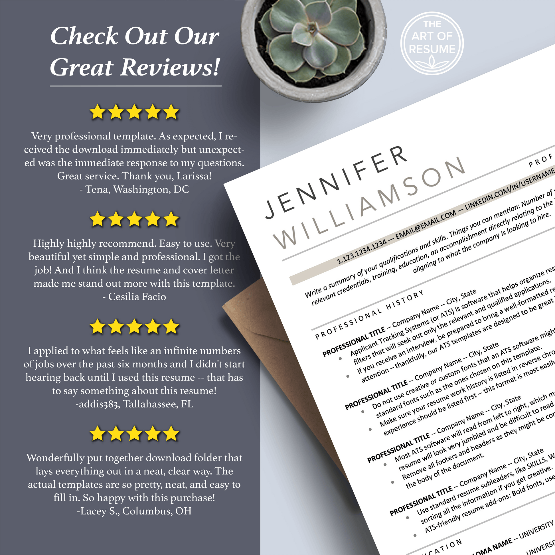 Professional Resume Bundle | ATS-Friendly Resume CV Format - The Art of Resume