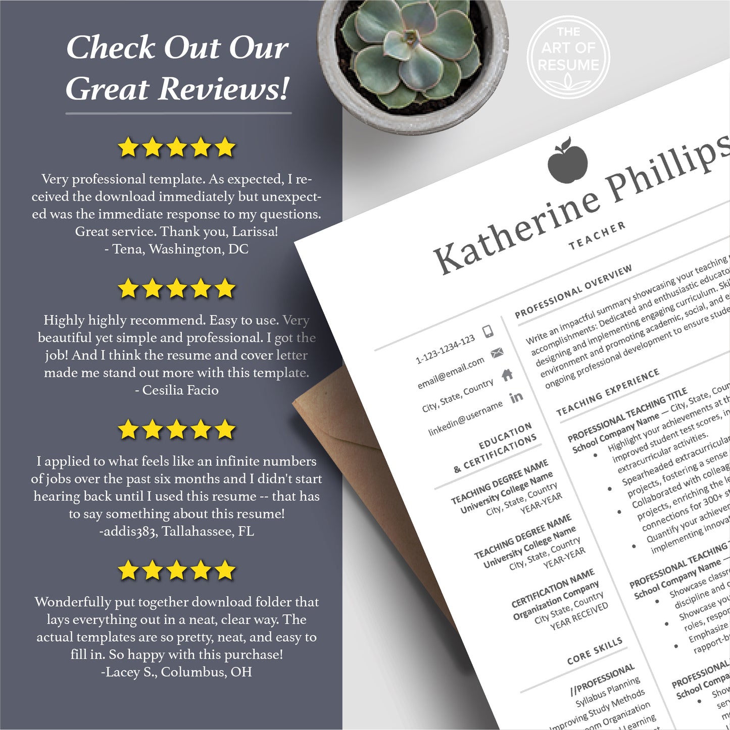 Teacher Resume Template | Teaching CV Template | Educator Resume - The Art of Resume