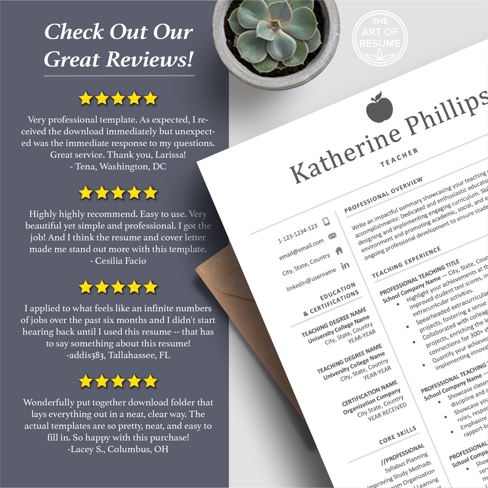 Teacher Resume Template | Teaching CV Template | Educator Resume - The Art of Resume