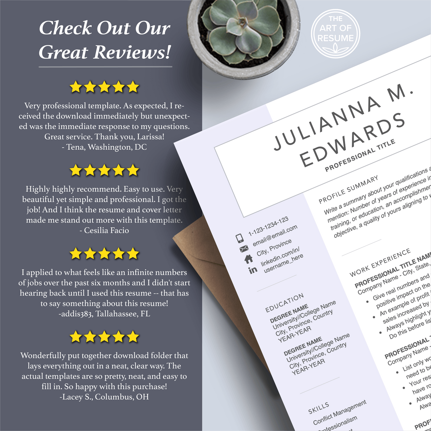 Professional Resume Template | Word & Pages | Free Cover Letter - The Art of Resume