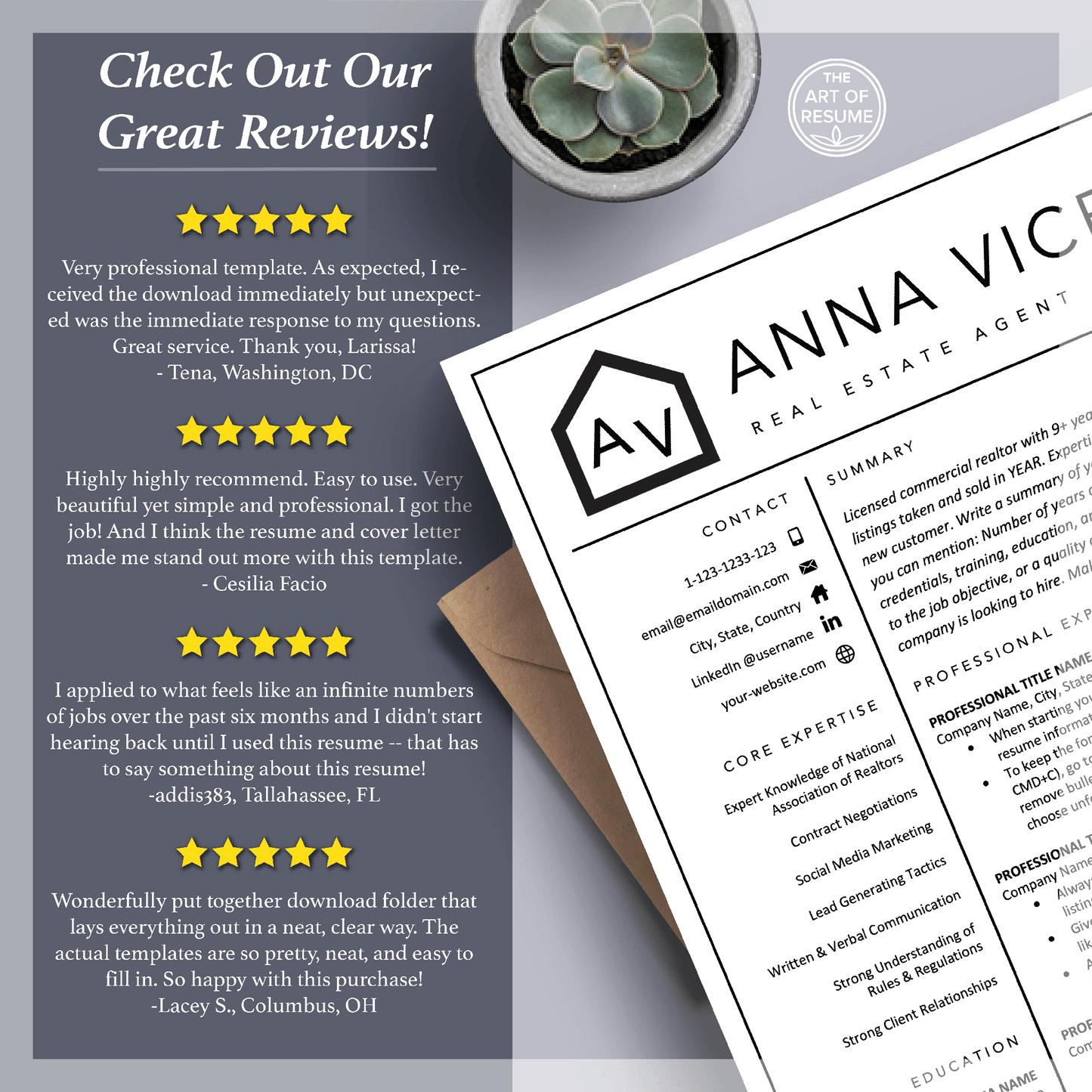 Real Estate Agent Resume Template | Realtor CV Design - The Art of Resume