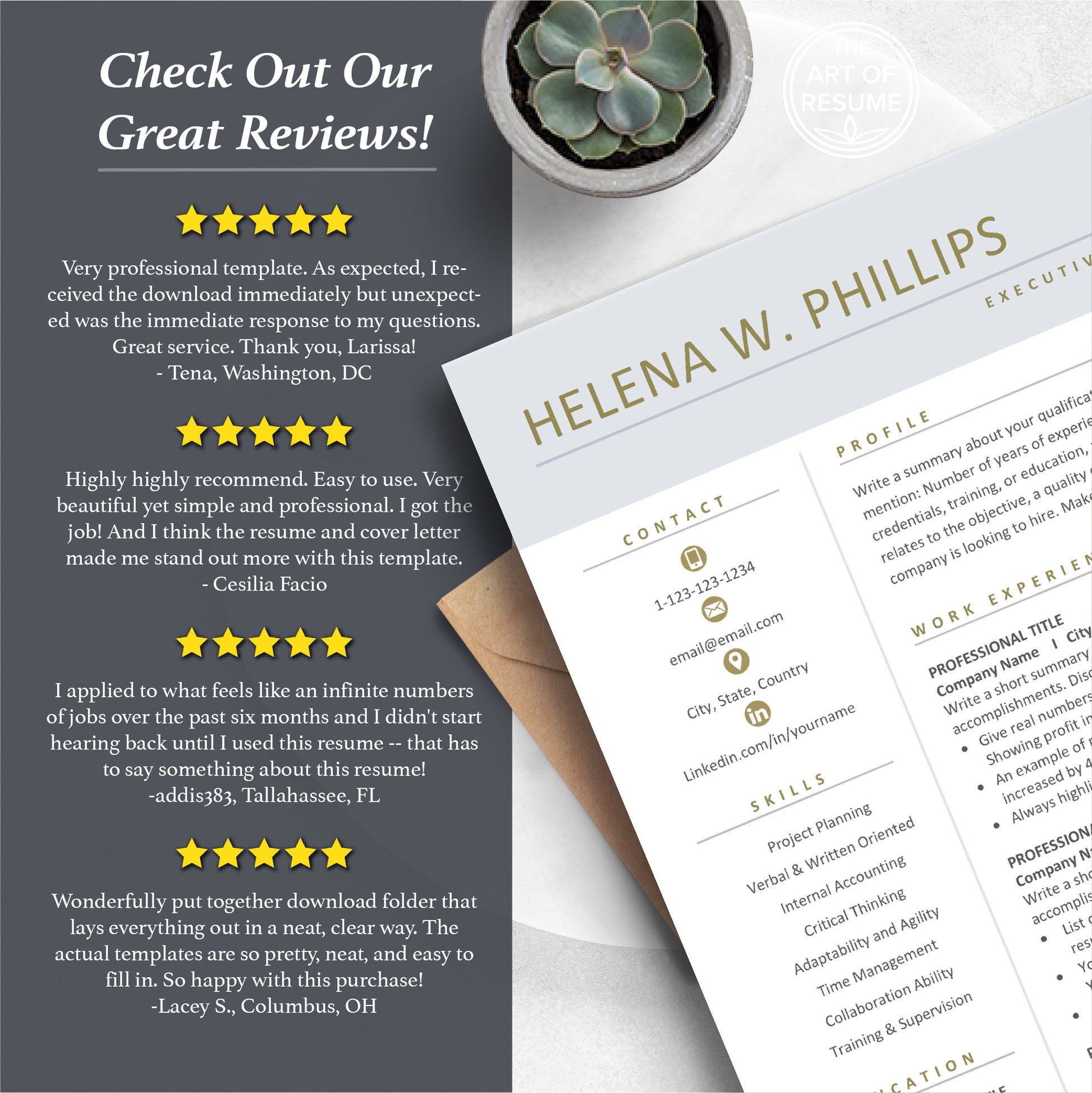 The Art of Resume Templates | Professional Executive Resume CV Templates Online 5-Star Reviews