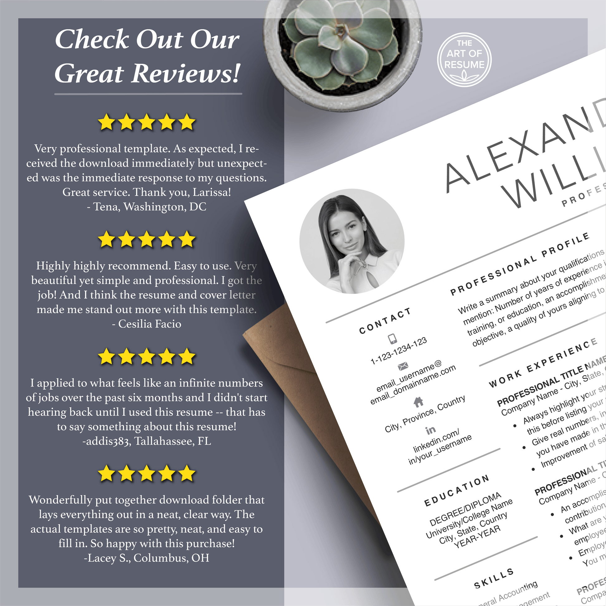 Professional Resume Template Design with Headshot Photo Insert - The Art of Resume