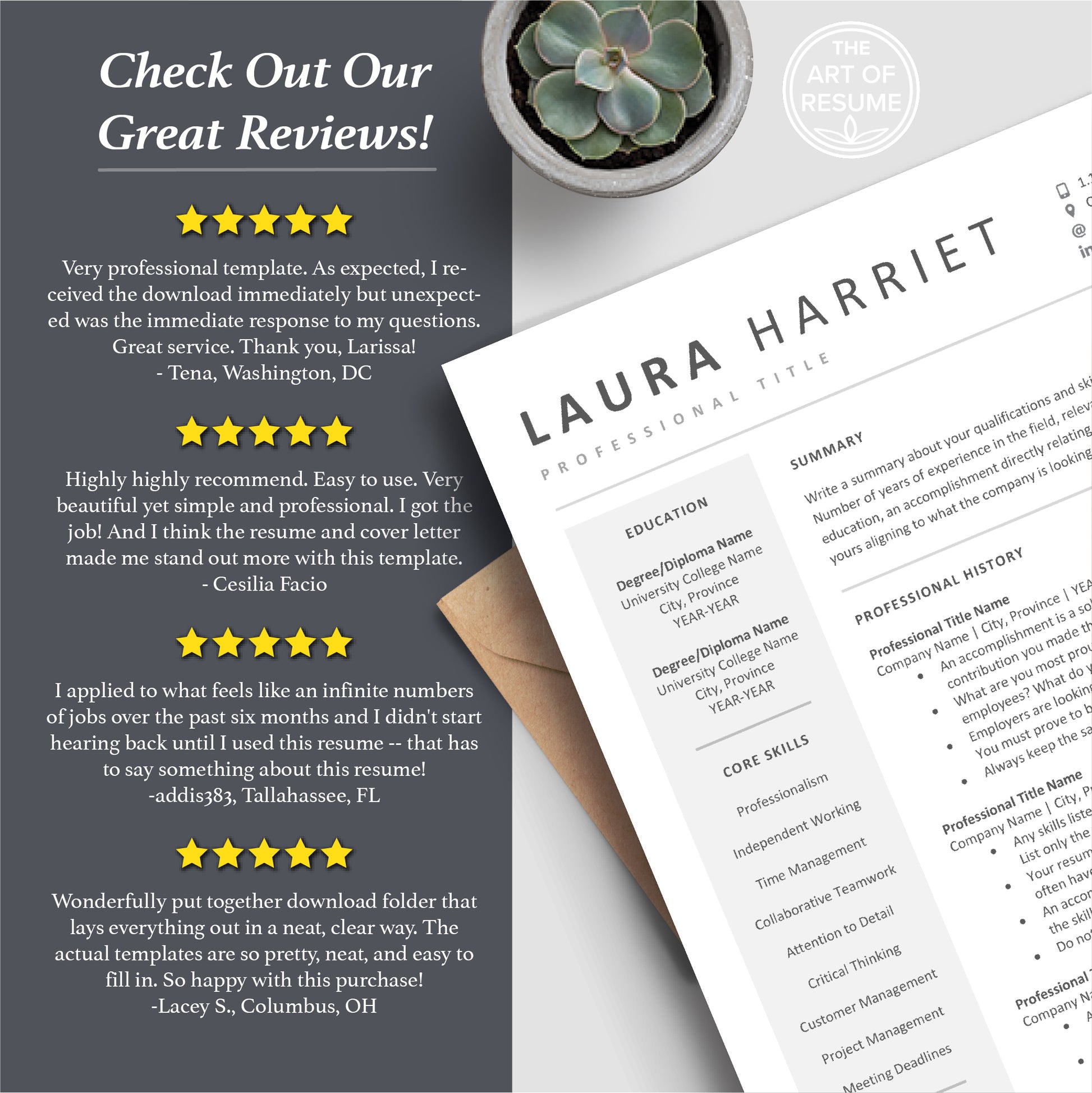 The Art of Resume Templates | Professional Executive Resume CV Templates Online 5-Star Reviews