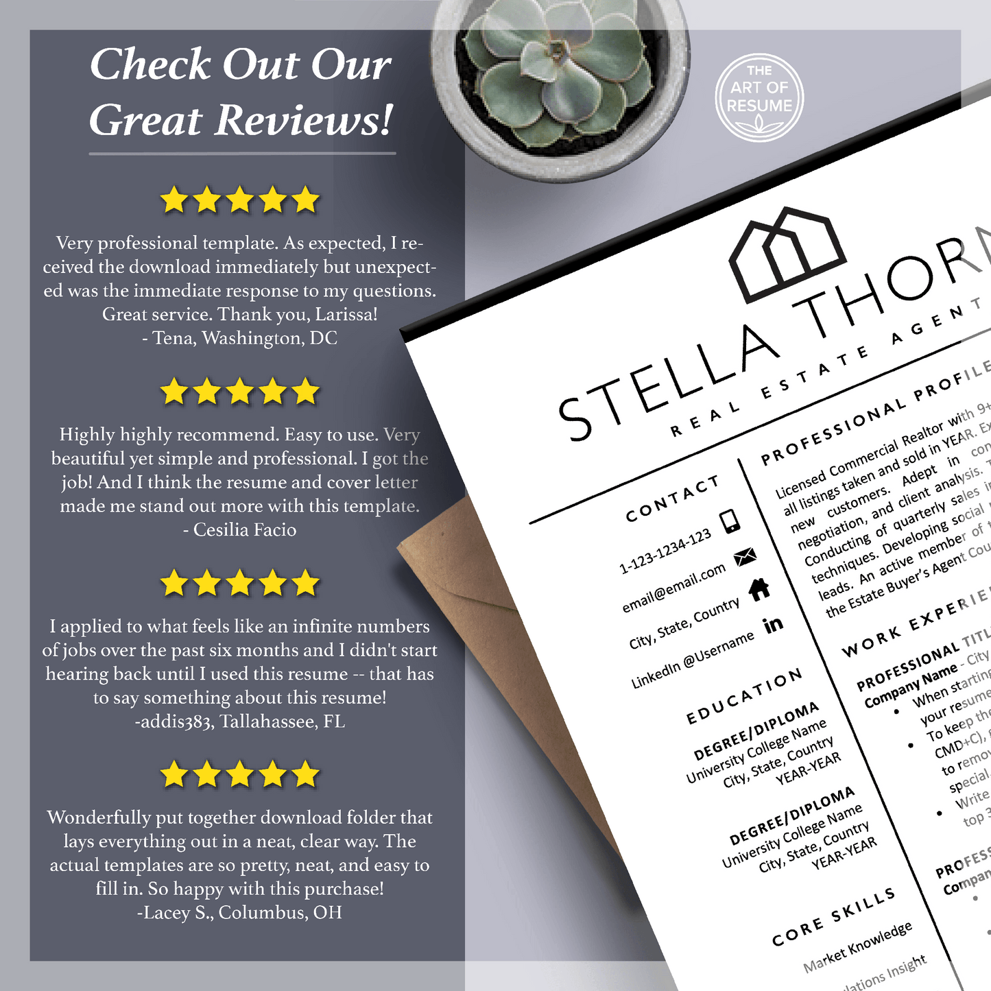 Realtor Resume CV Template | Real Estate Agent Resume | Cover Letter - The Art of Resume