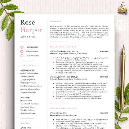 The Art of Resume Templates | Modern Pink Resume CV Design Template Bundle