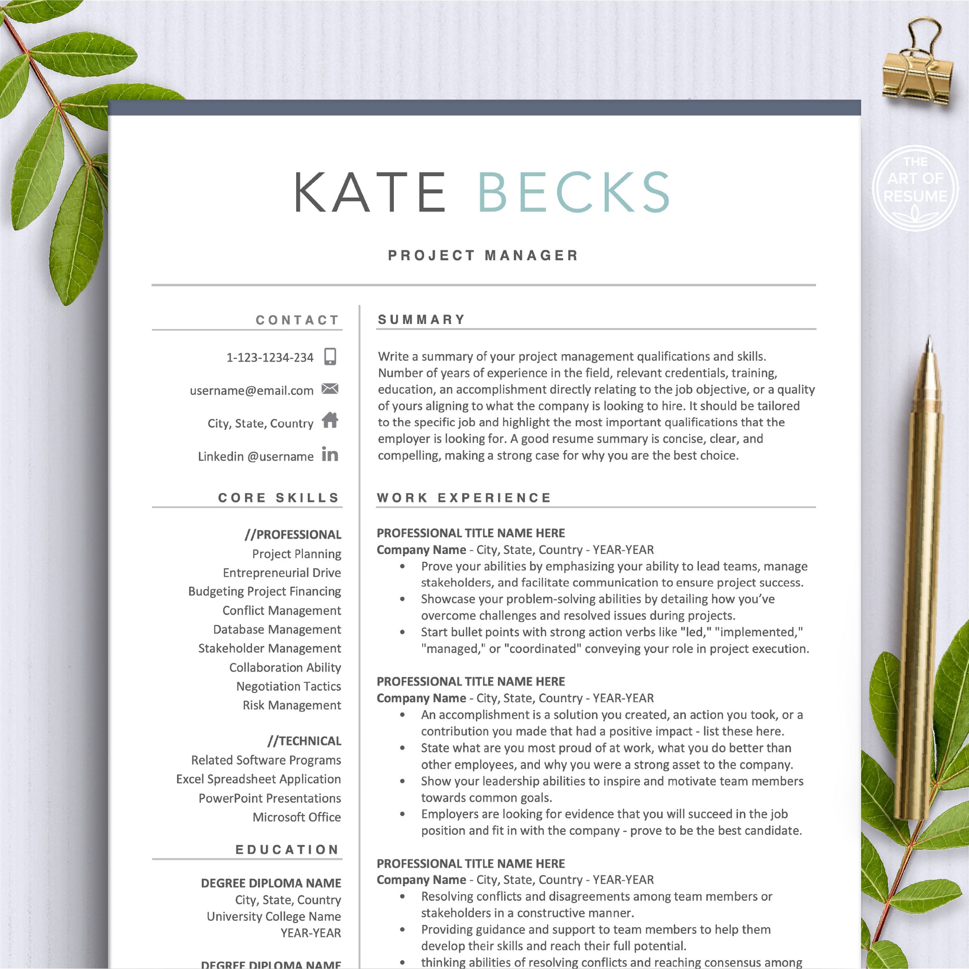 The Art of Resume Templates | Minimalist Resume CV Design Template Bundle