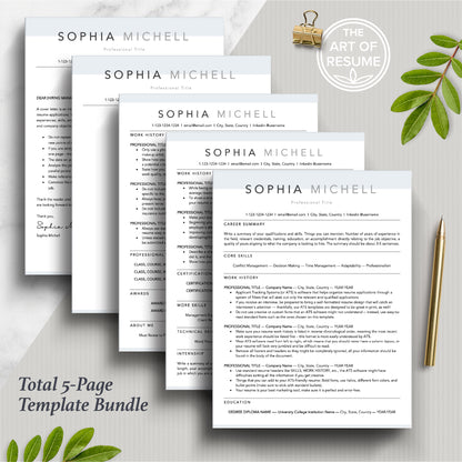 The Art of Resume Templates | ATS Simple Resume CV Design Bundle including matching cover letter and reference page