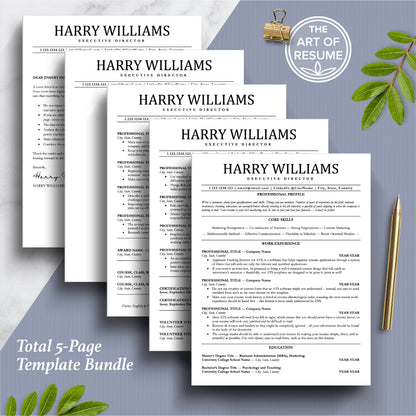 The Art of Resume Templates | ATS Simple Resume CV Design Bundle including matching cover letter and reference page
