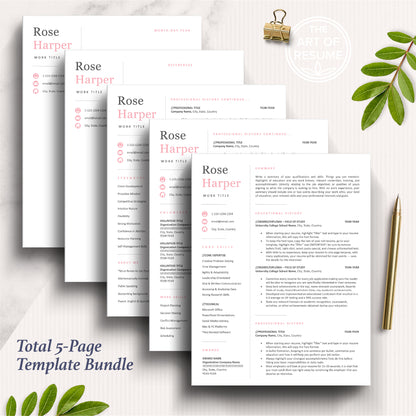 The Art of Resume Templates | Professional Modern Resume CV Design Bundle including matching cover letter and reference page