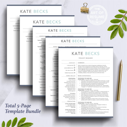 The Art of Resume Templates | Professional Modern Resume CV Design Bundle including matching cover letter and reference page