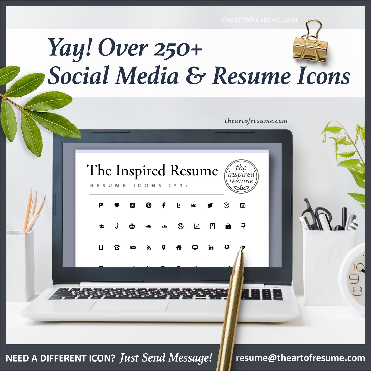 The Art of Resume Templates |  Bonus 250 Free Social Media and Resume Icons, Images PNG