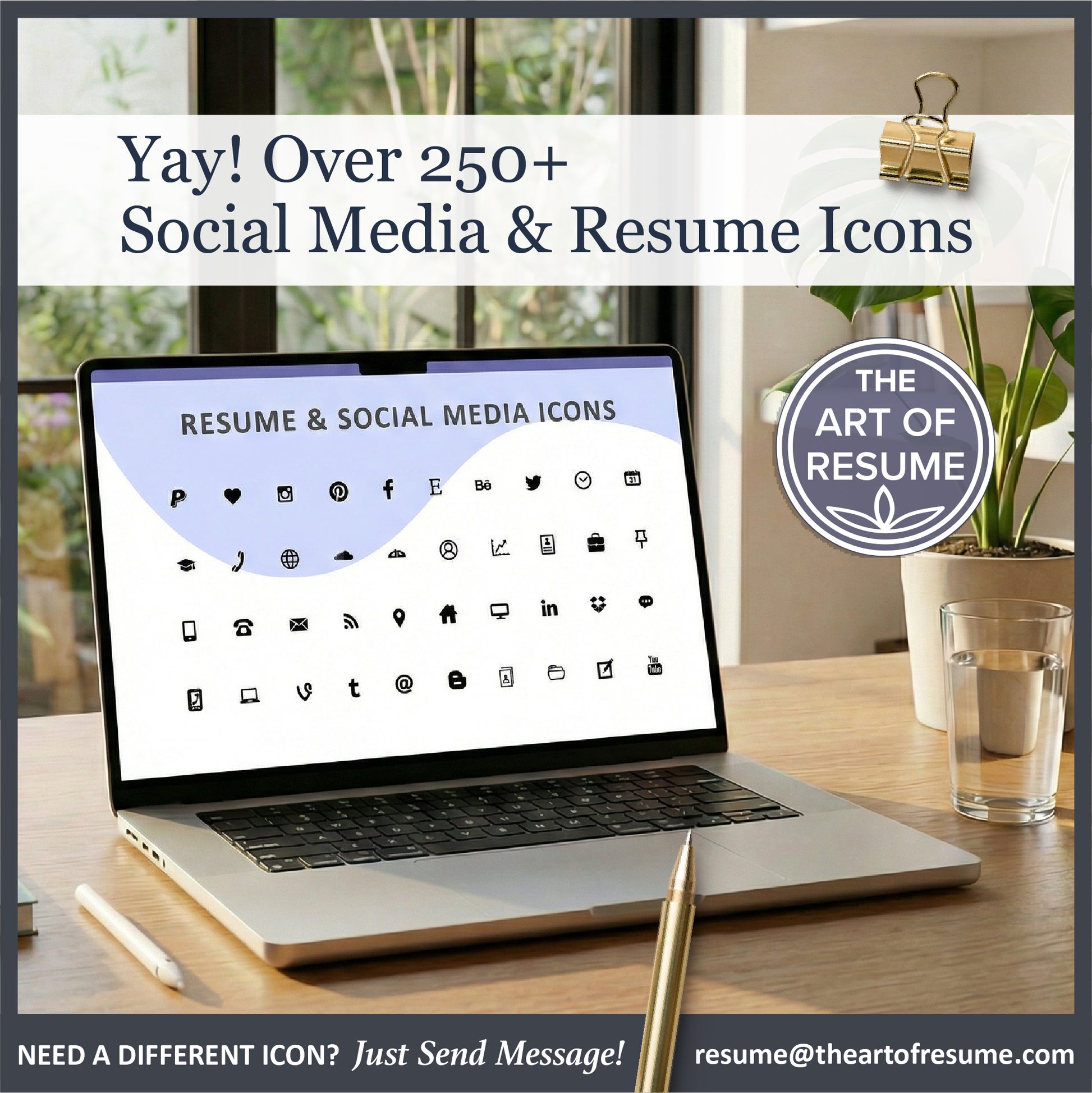 The Art of Resume Templates |  Bonus 250 Free Social Media and Resume Icons, Images PNG
