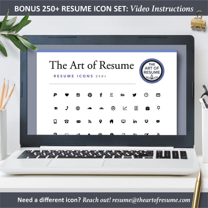The Art of Resume | Blue Floral Resume Template Design | 250 Free Resume Icons