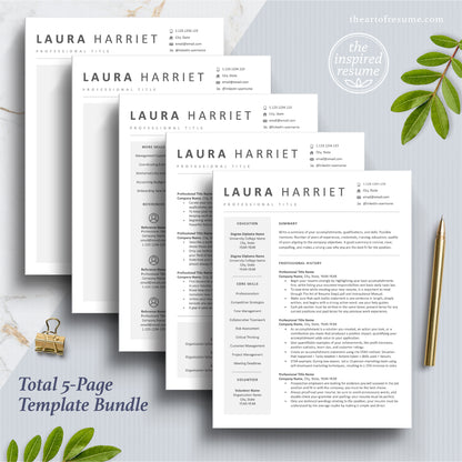 The Art of Resume Templates | Simple Resume CV Design Bundle including matching cover letter and reference page