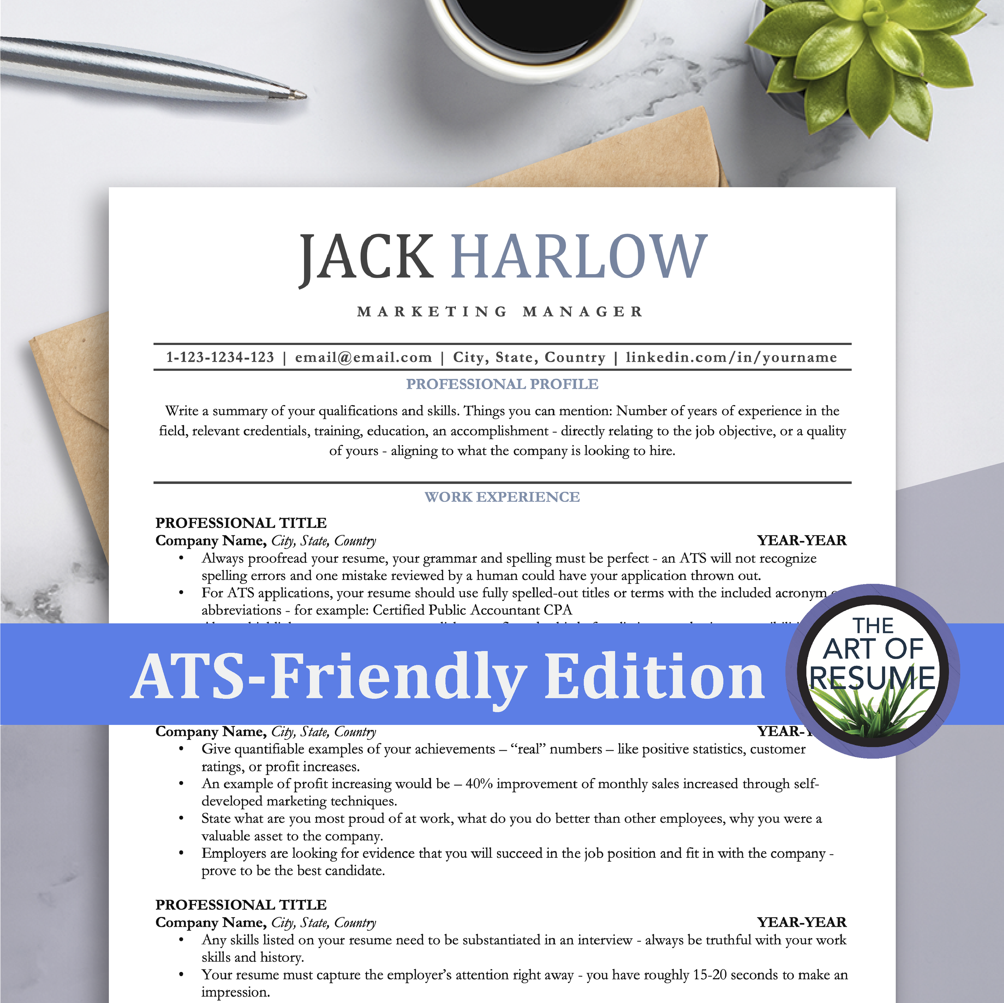 ATS Compatible Resume CV Template Design Bundle - Applicant Tracking System Friendly Resume Format Design