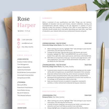 The Art of Resume Templates | Student Graduate Resume CV Design Template Builder Bundle Download | Curriculum Vitae