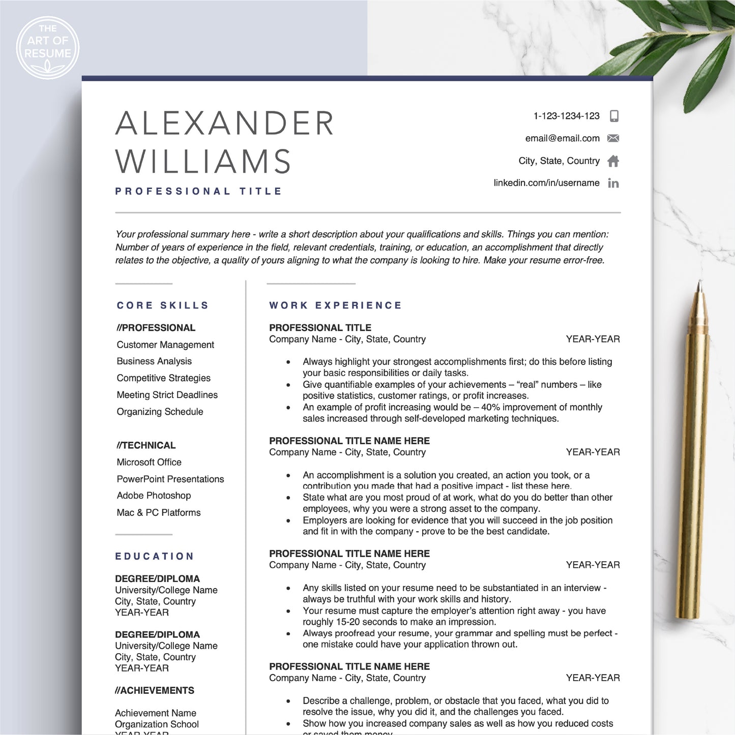 The Art of Resume Templates | Professional Modern Resume CV Design Template Bundle