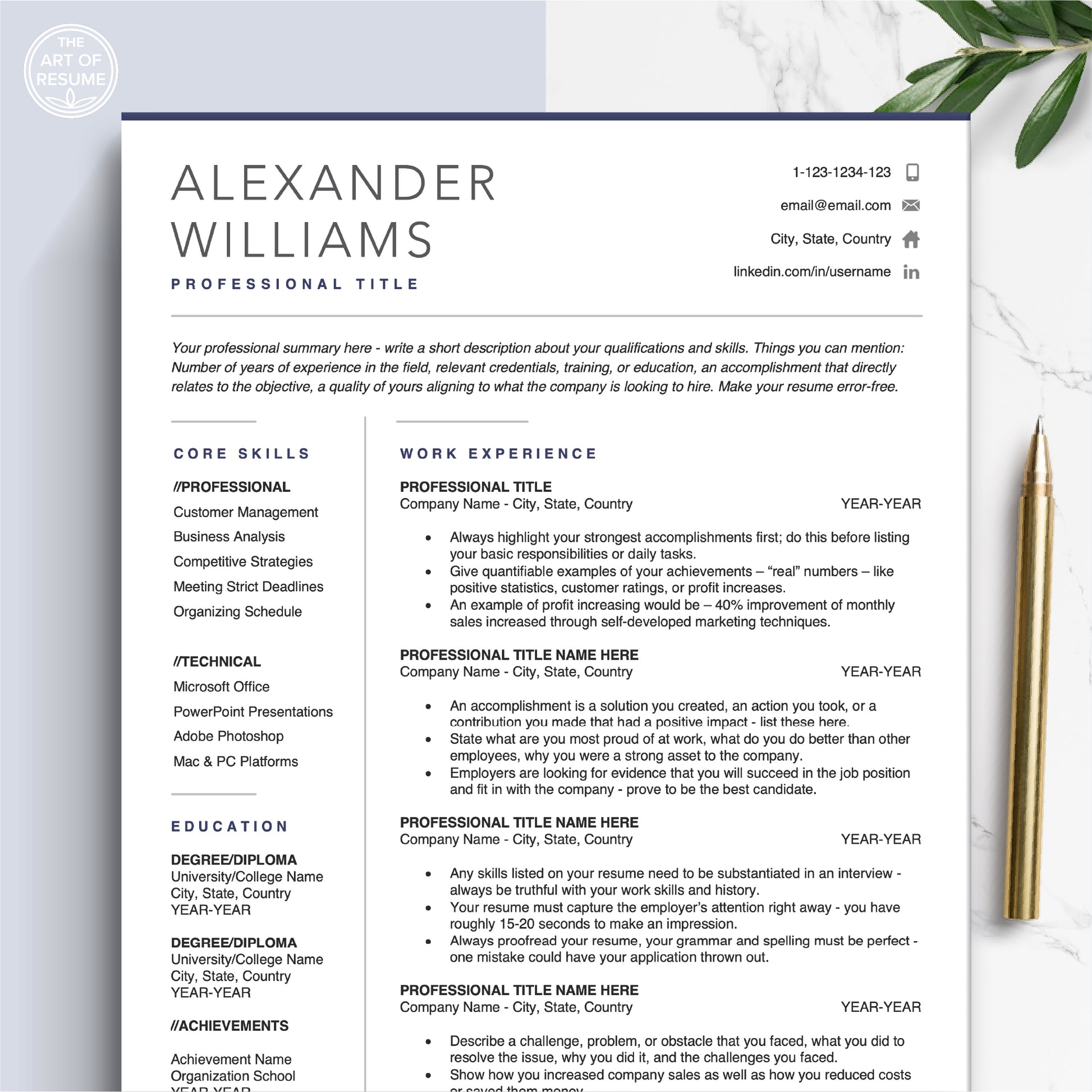 The Art of Resume Templates | Professional Modern Resume CV Design Template Bundle