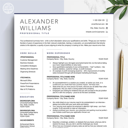 The Art of Resume Templates | Professional Modern Resume CV Design Template Bundle