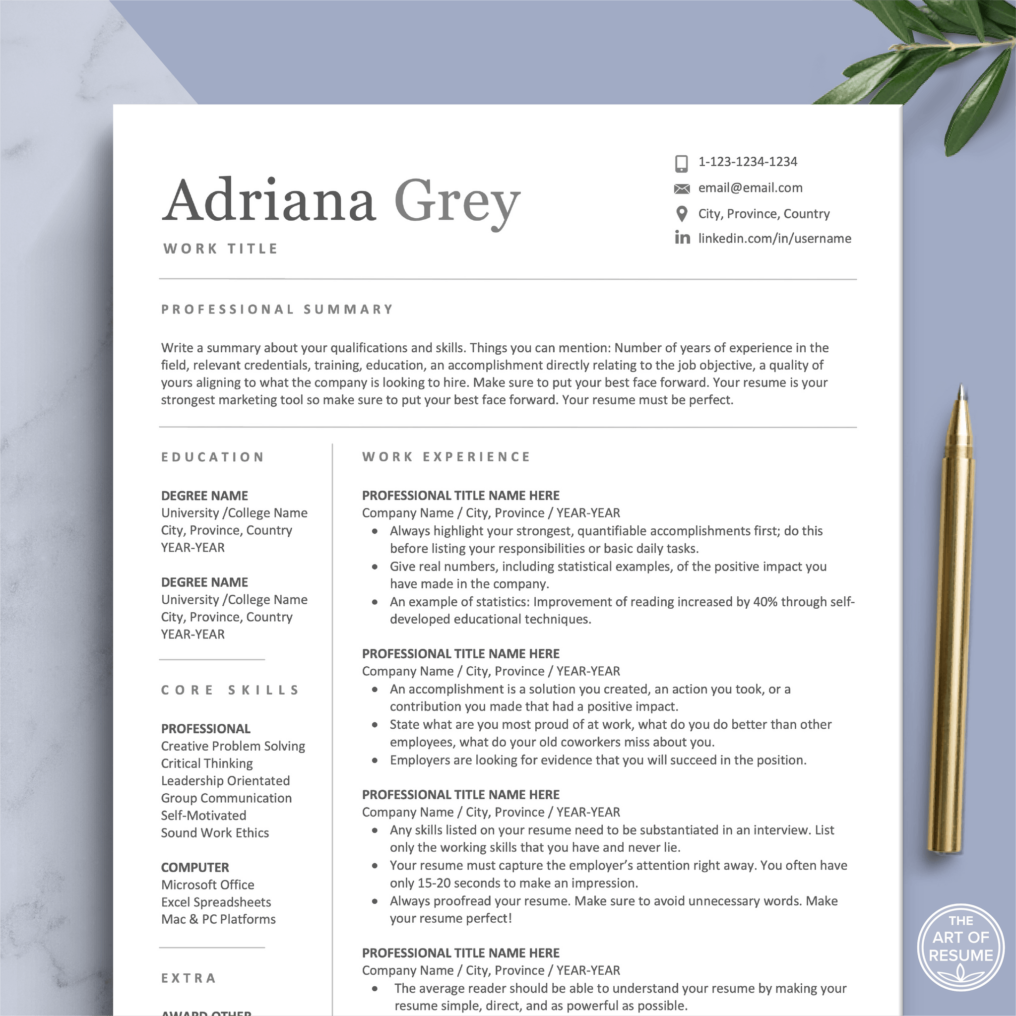 Simple Resume Template, Free Resume with Cover Letter – The Art of Resume