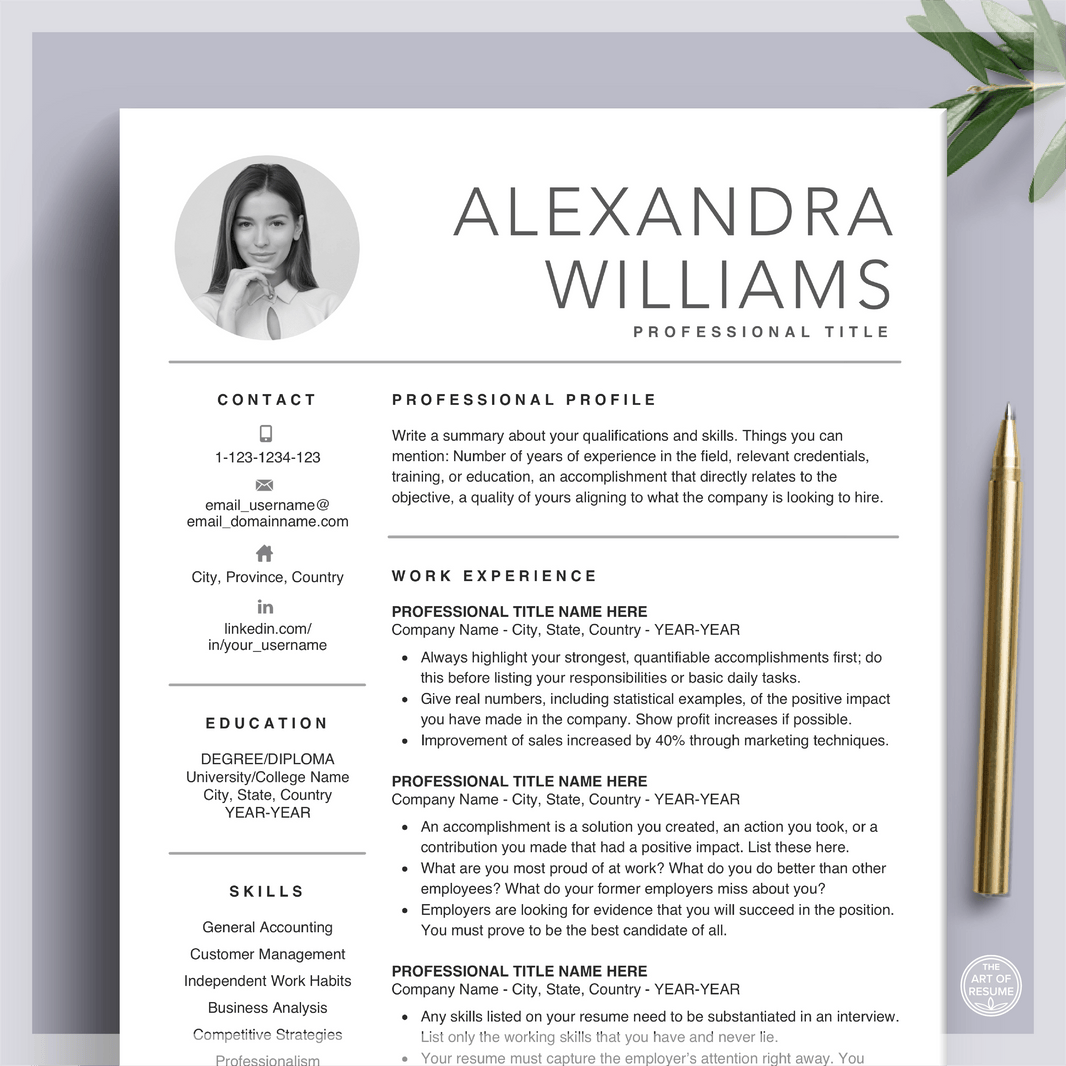 Resume with Photo Profile Picture (2026) – The Art of Resume