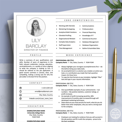 Resume Template Photo | Professional CV Template Download