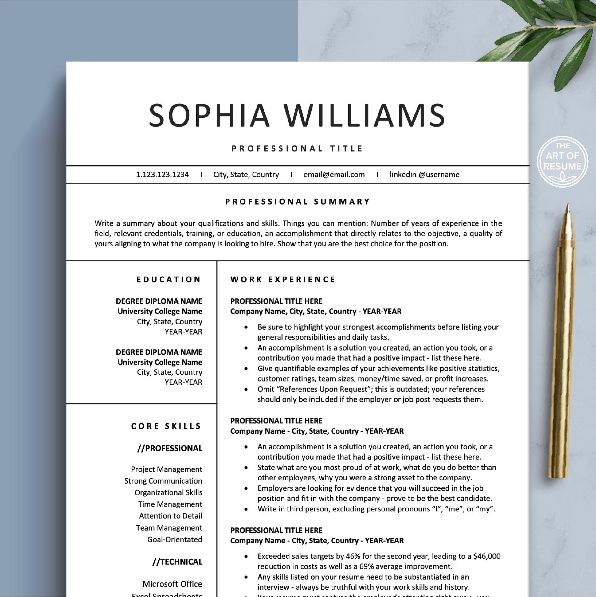 The Art of Resume Templates | Professional Modern Resume CV Design Template Bundle