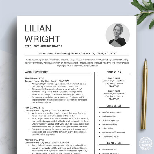 Professional Resume with Photo | Modern Resume with Profile Picture