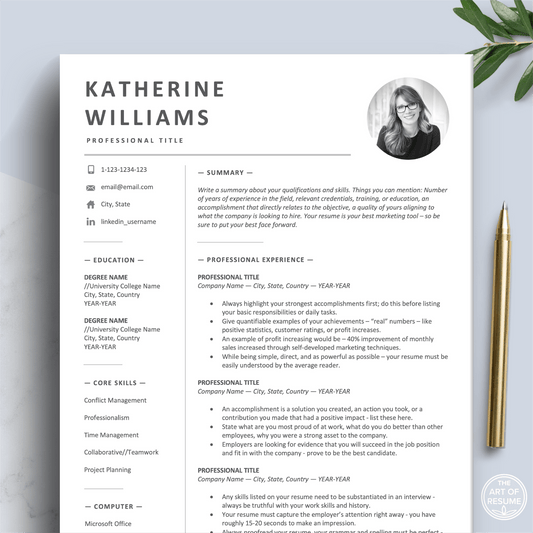 The Art of Resume | Professional Resume with Photo Template