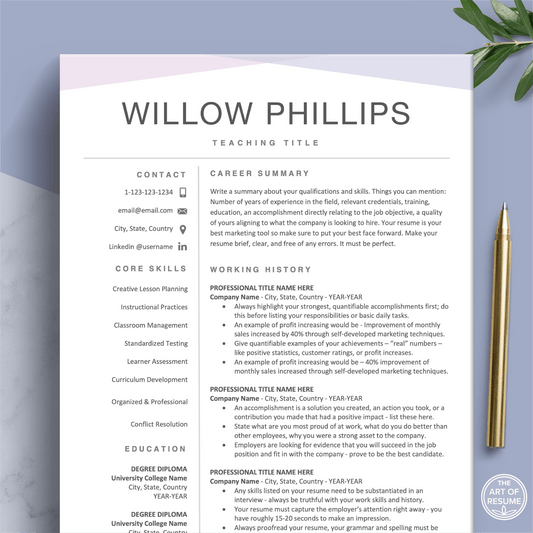 Resume Template Maker | Fully Editable Resume Template | Executive CV Download - The Art of Resume