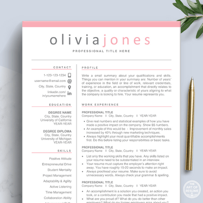 Professional CV | Modern Resume Design | Cover Letter - The Art of Resume