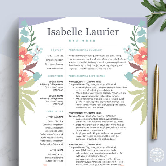 Creative Resume Design with Free Resume Writing Guide | Blogger, Stylist, Design, Teacher - The Art of Resume