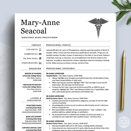 Nurse Student CV Resume Builder | Doctor CV with Resume Writing Guide (FREE) - The Art of Resume