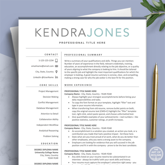 The Art of Resume Templates | Professional Simple Resume CV Design Template Builder Bundle Download | Curriculum Vitae