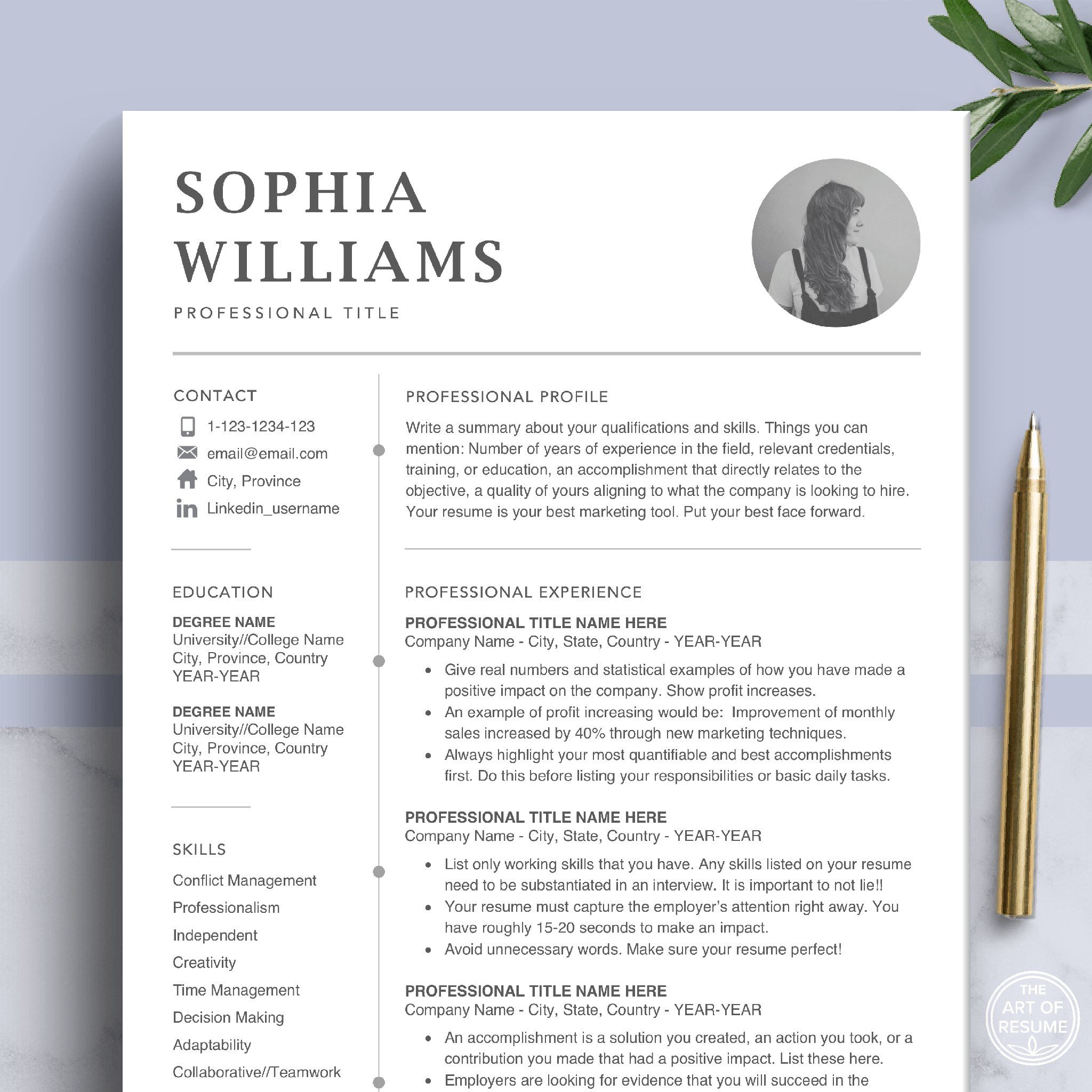 Free Resume Template Bundle with Code: 2FOR1 – The Art of Resume