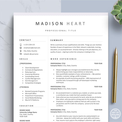 The Art of Resume Templates | Professional Modern Resume CV Design Template Bundle