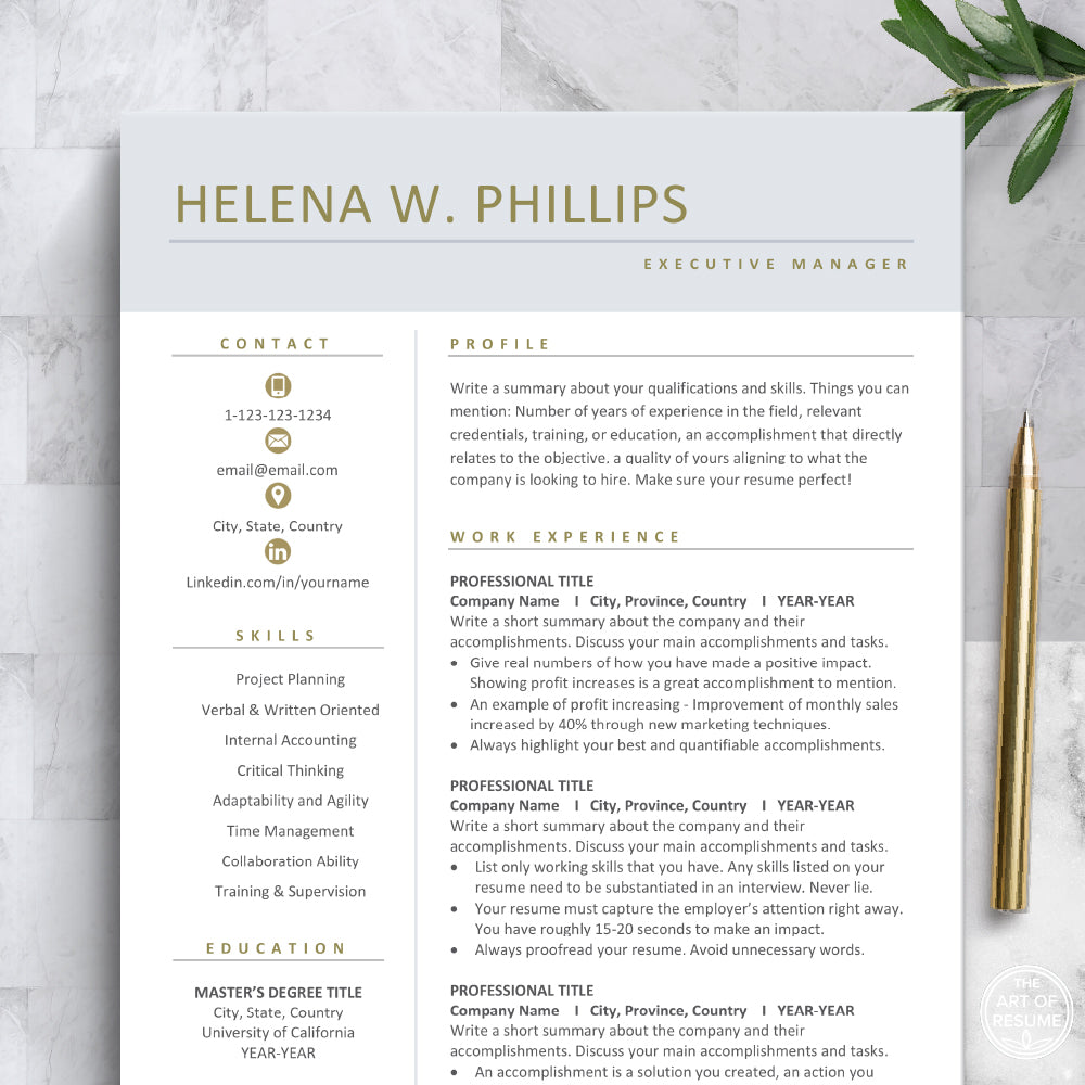 The Art of Resume Templates | Professional Simple Pink Blue Resume CV Design Template Maker, Download for Apple Pages and Microsoft Word, Mac and PC Resume CV Template | Curriculum Vitae for Apple Pages, Microsoft Word, Mac, PC