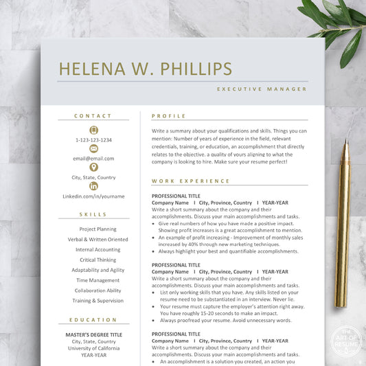 The Art of Resume Templates | Professional Simple Pink Blue Resume CV Design Template Maker, Download for Apple Pages and Microsoft Word, Mac and PC Resume CV Template | Curriculum Vitae for Apple Pages, Microsoft Word, Mac, PC