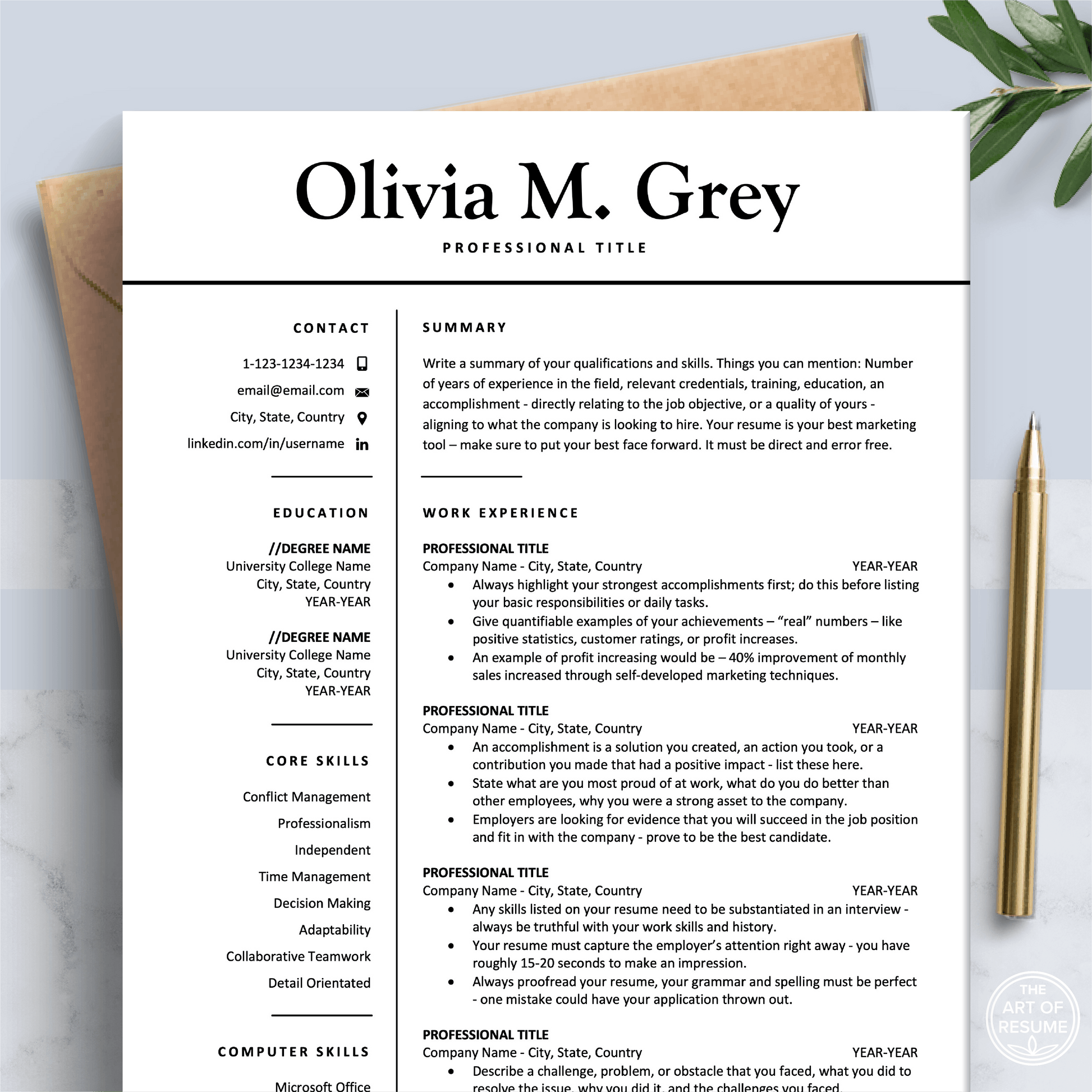professional-resume-design-modern-cv-printable-free-resume-the-art-of-resume for Free Printable Basic Resume Template Professional Resume Design - Modern CV Printable - Free Resume – The Art of Resume for Free Printable Basic Resume Template