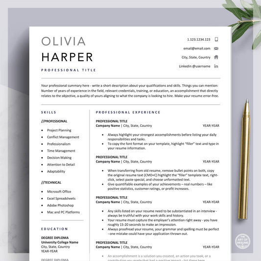 Plantilla de currículum ejecutivo | CV profesional sencillo con carta de presentación